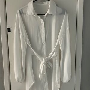 BOGO buy one get one item •• Elegant White Button-Up Women's Top with tie